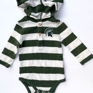 GEN2 Spartans Rugby Striped Long Sleeve Hooded Onesie Creeper Unisex One Piece